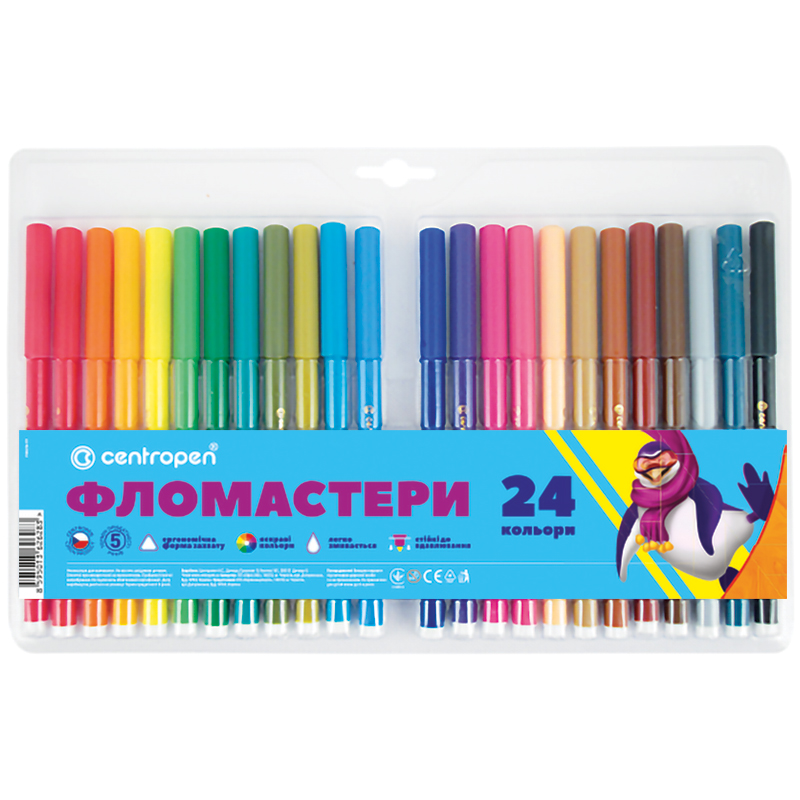Фломастери CENTROPEN 7550/24 ТП, набір 24 шт.
